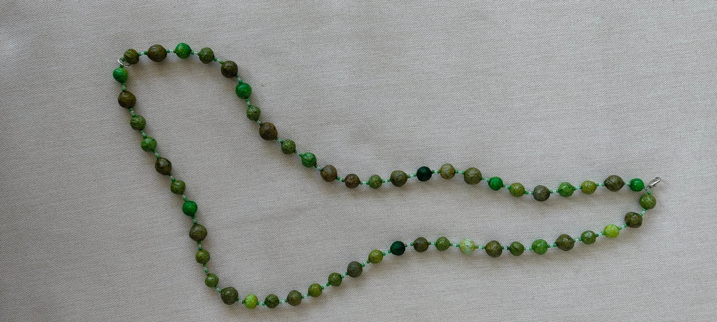 Paper Mache Beaded Necklace - Green