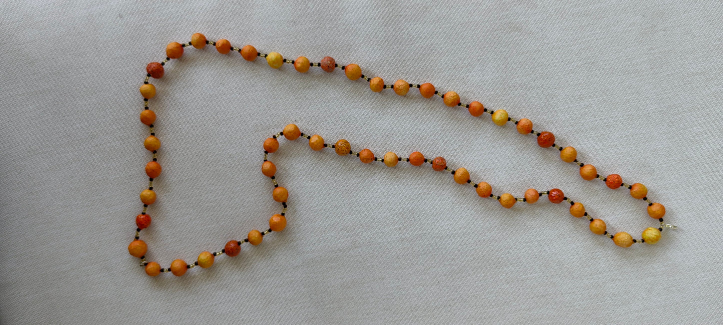 Paper Mache Beaded Necklace - Orange