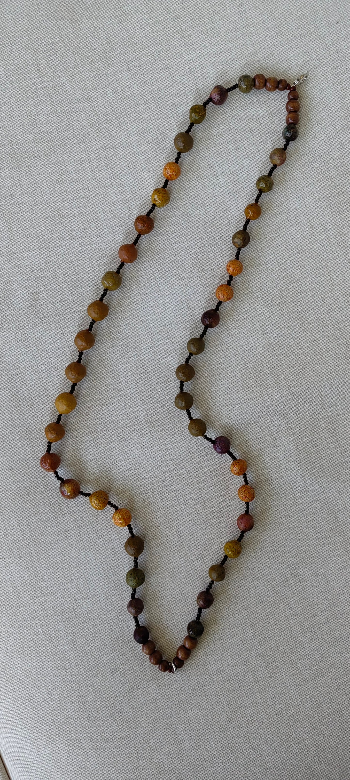 Paper Mache Beaded Necklace - Mixed (Brown - Orange)