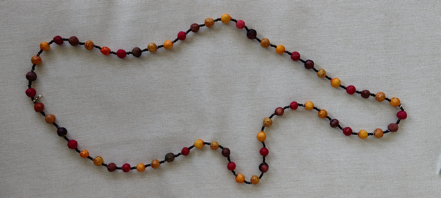 Paper Mache Beaded Necklace - Mixed (Orange - Pink)