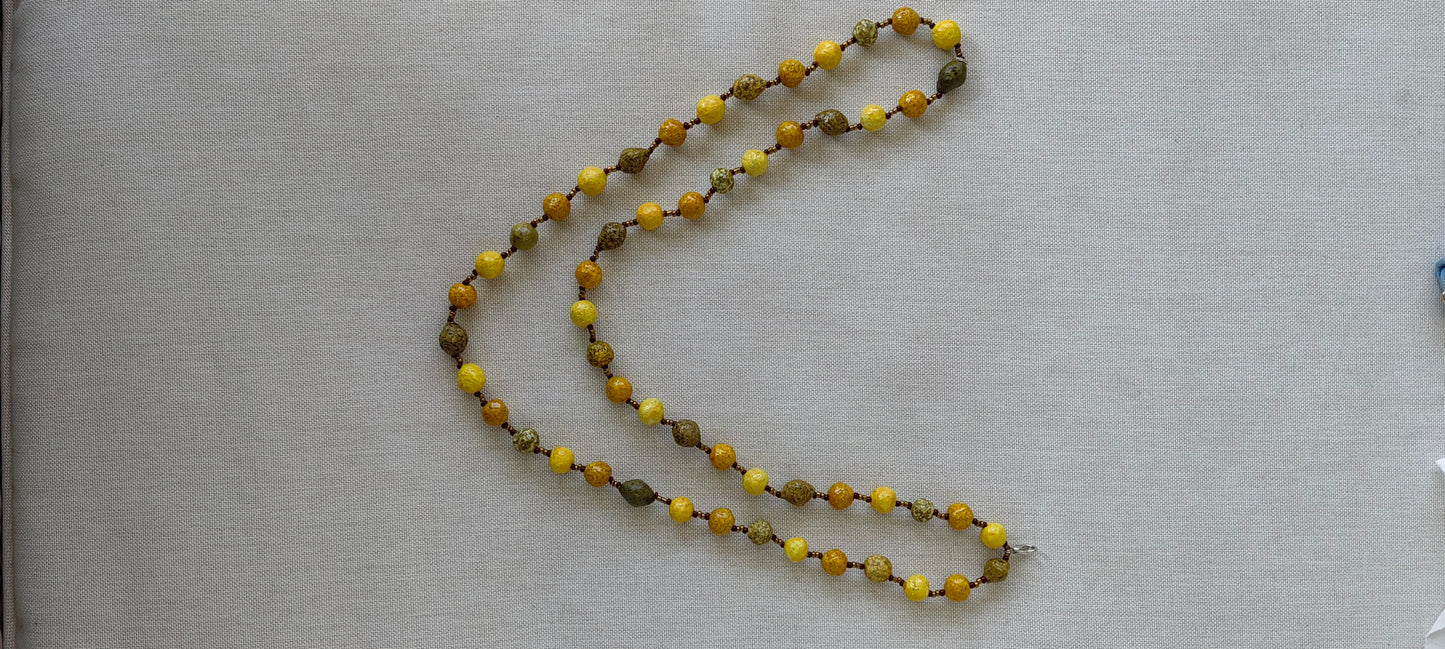 Paper Mache Beaded Necklace - Yellow